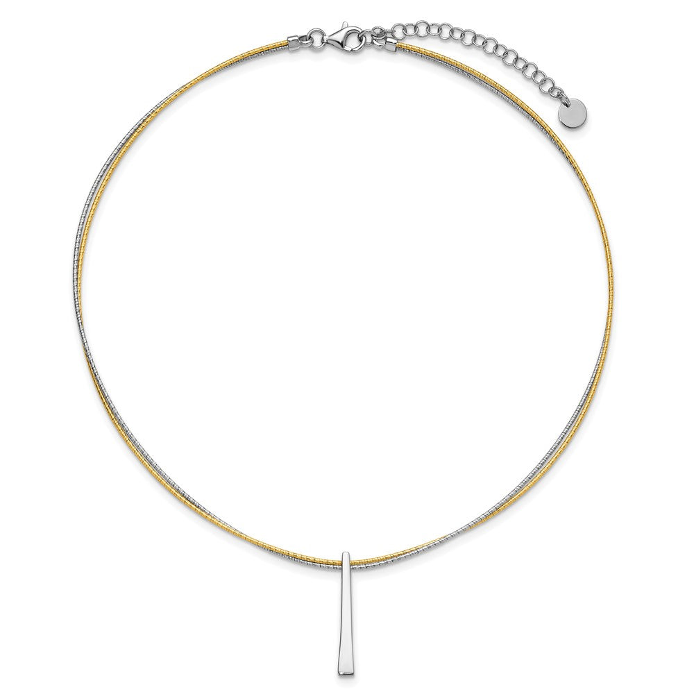 SS RH/Gold-plated 2-Wire Tapered Bar w/ 2in Ext. Necklace