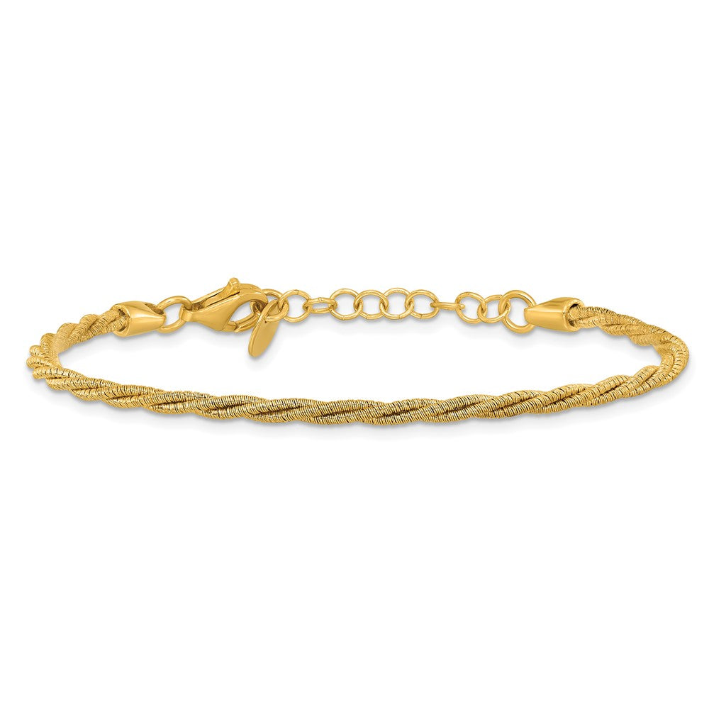 SS Gold-plated Twisted Wire-wrapped w/ 1in Ext. Bracelet