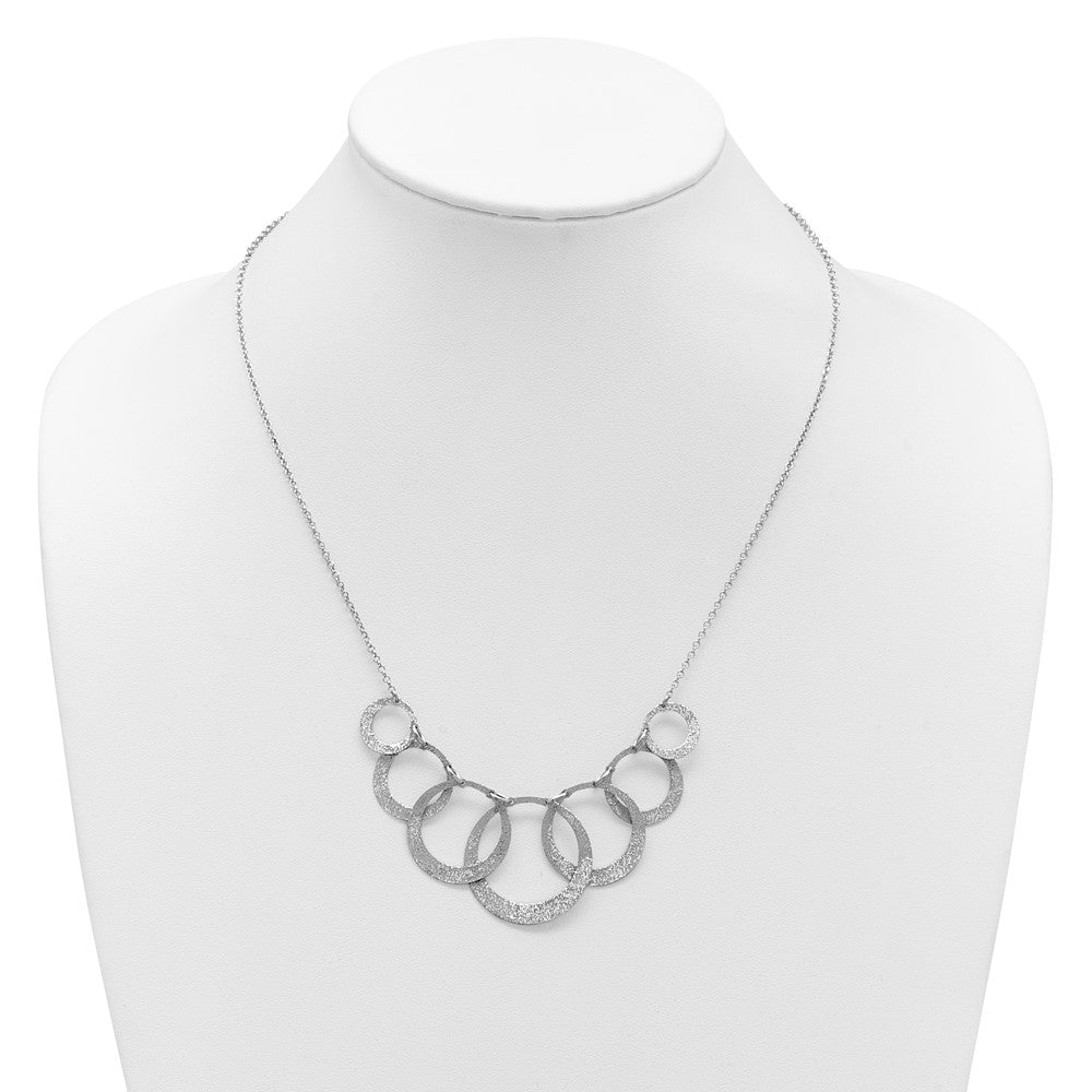 SS Radiant Essence Pol/Textured Circles w/ 2in Ext. Necklace