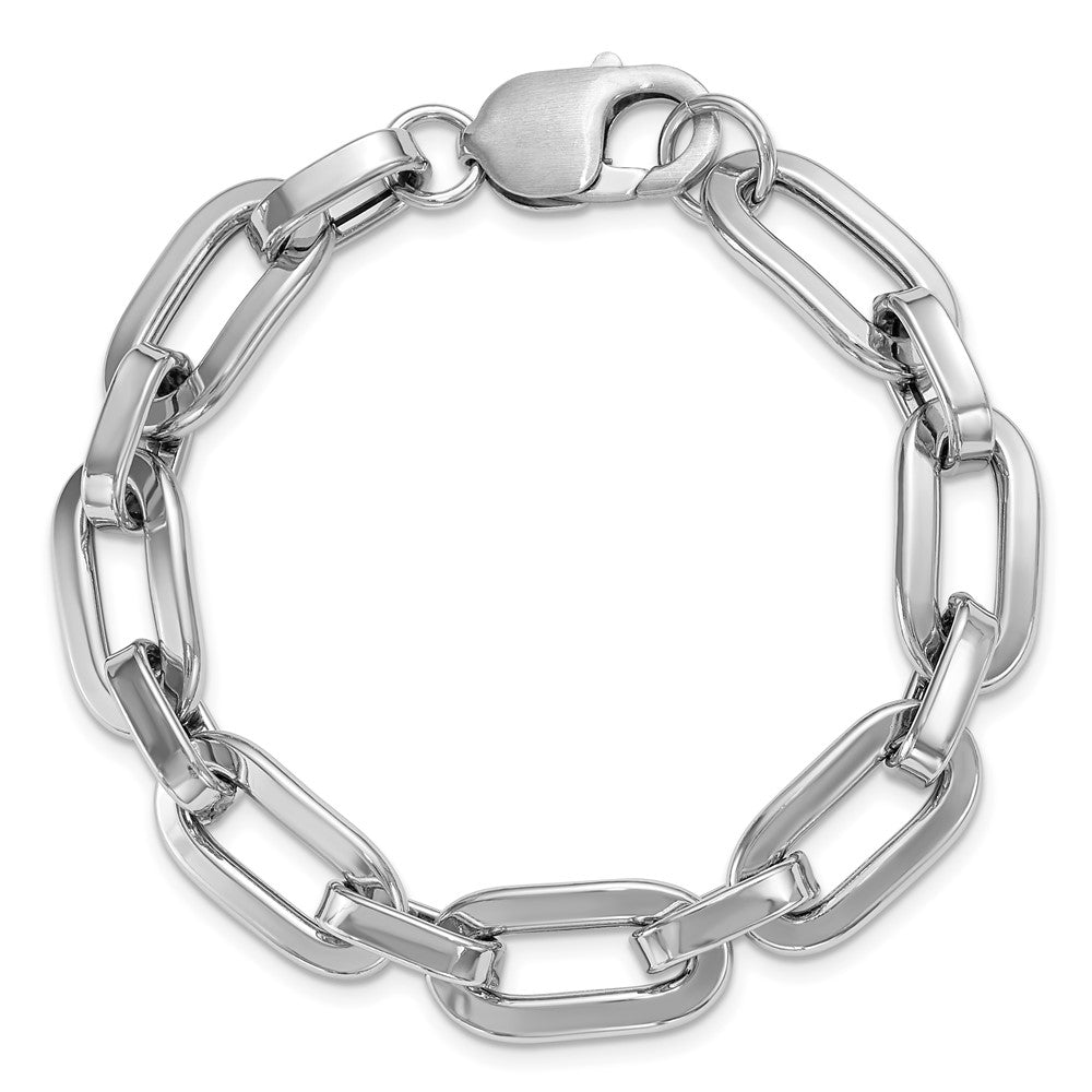 Sterling Silver Rhodium-plated 10.5mm Oval Link Bracelet