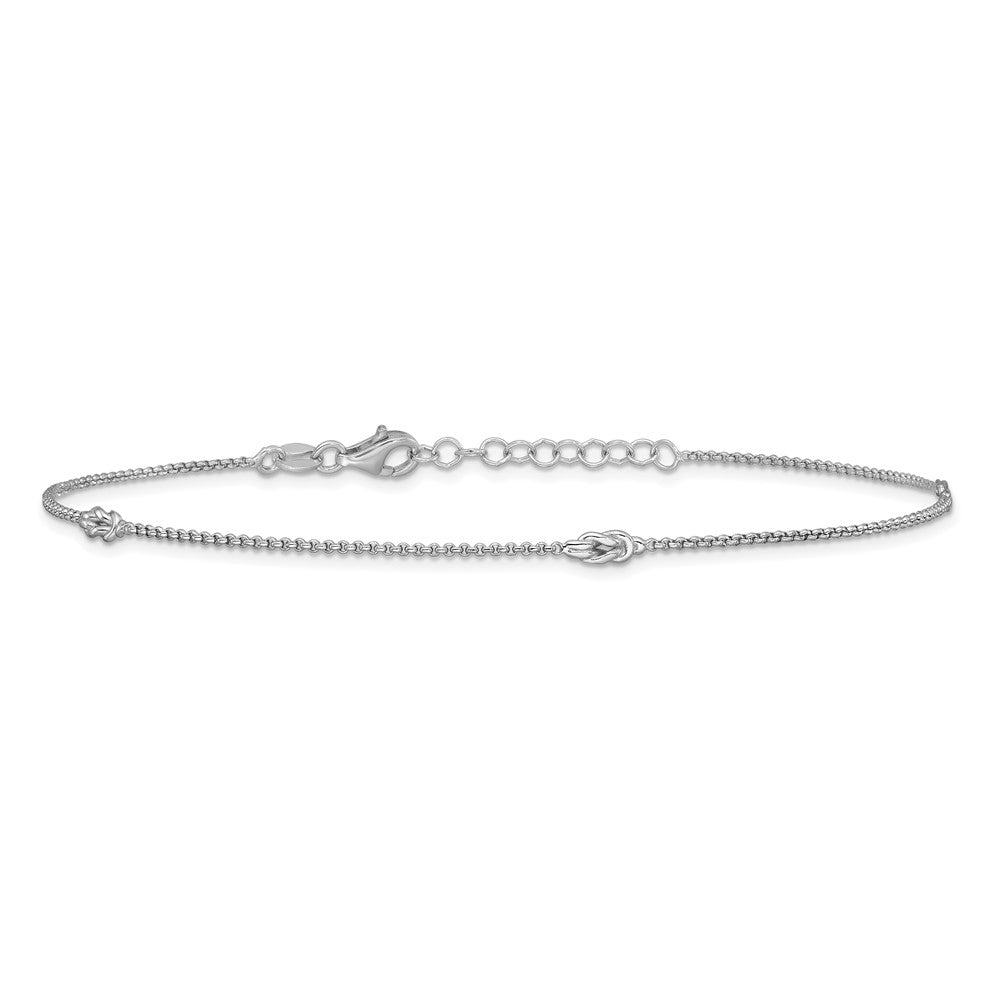 Sterling Silver Rhodium-plated Knots 9 inch Plus 1 inch Extender - Total 10 inch Anklet