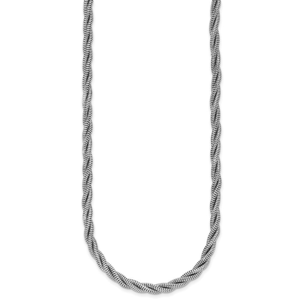 Sterling Silver RH-plated Polished and Twisted Necklace