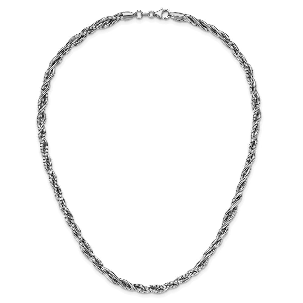Sterling Silver RH-plated Polished and Twisted Necklace