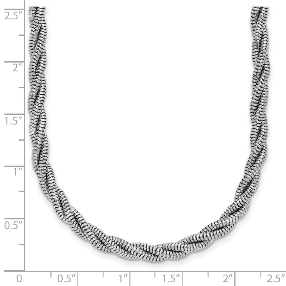 Sterling Silver RH-plated Polished and Twisted Necklace