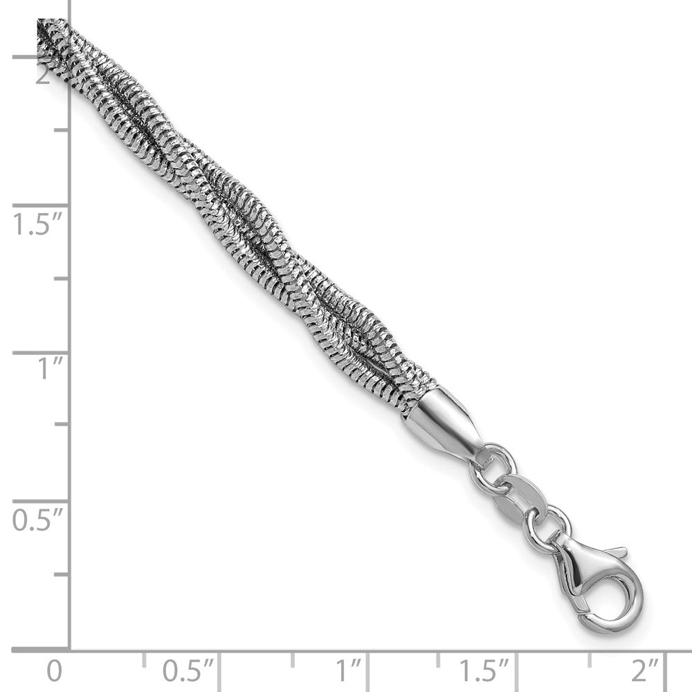 Sterling Silver RH-plated Polished and Twisted Bracelet