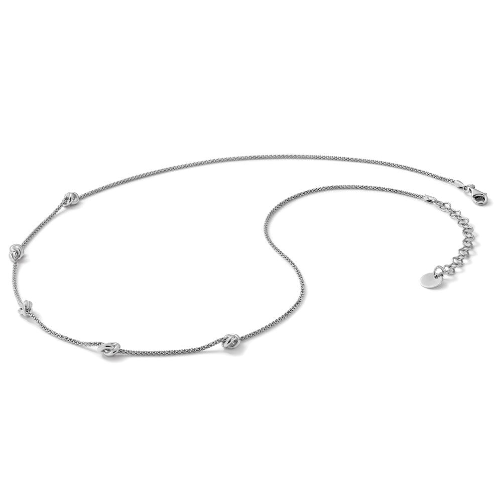 Sterling Silver RH-plt Polished Love Knot w/2in ext. Necklace
