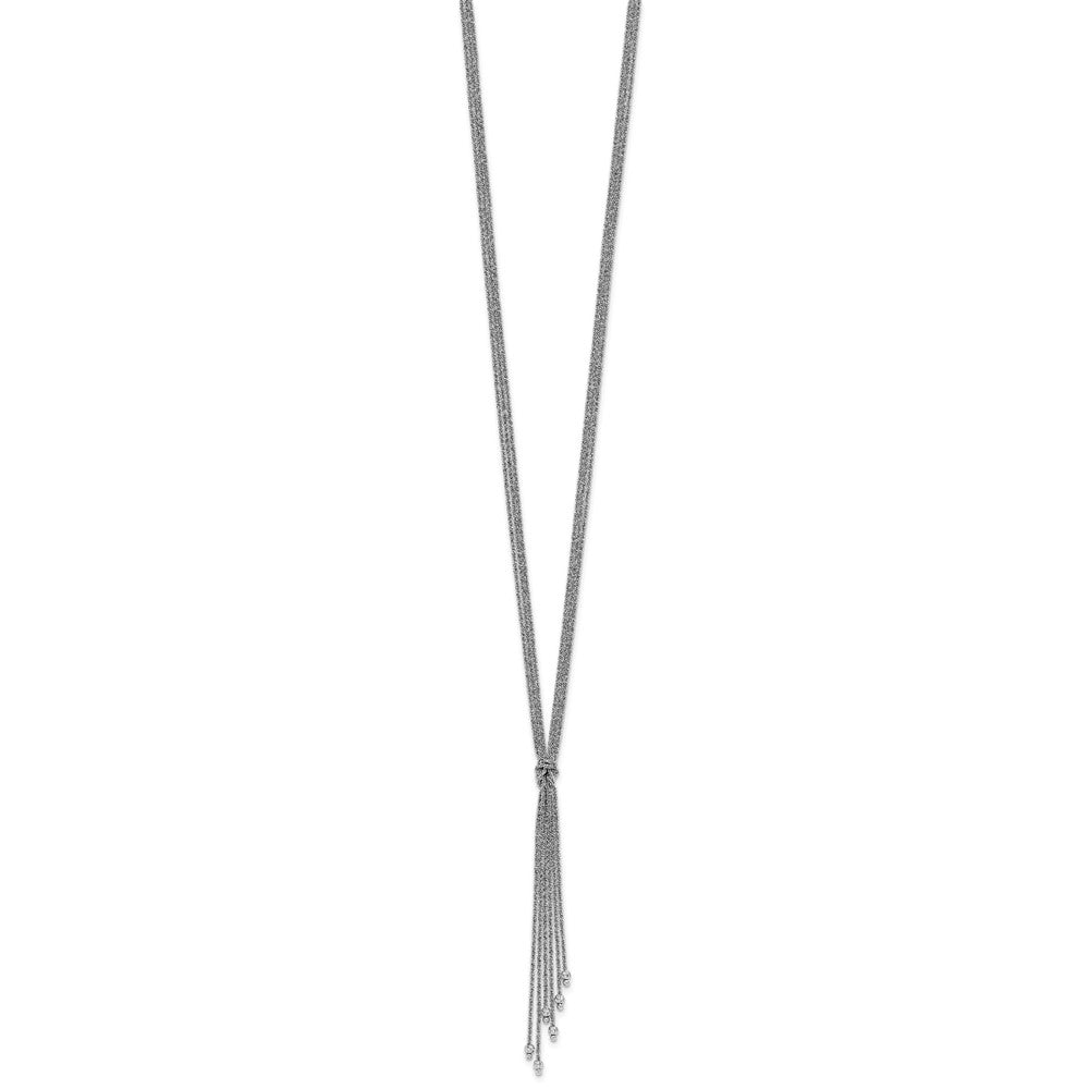 Sterling Silver RH-plt Pol/Dia-cut Drop w/2in ext. Necklace