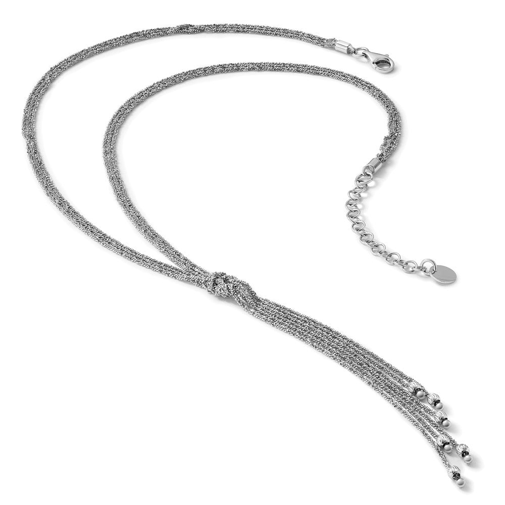 Sterling Silver RH-plt Pol/Dia-cut Drop w/2in ext. Necklace