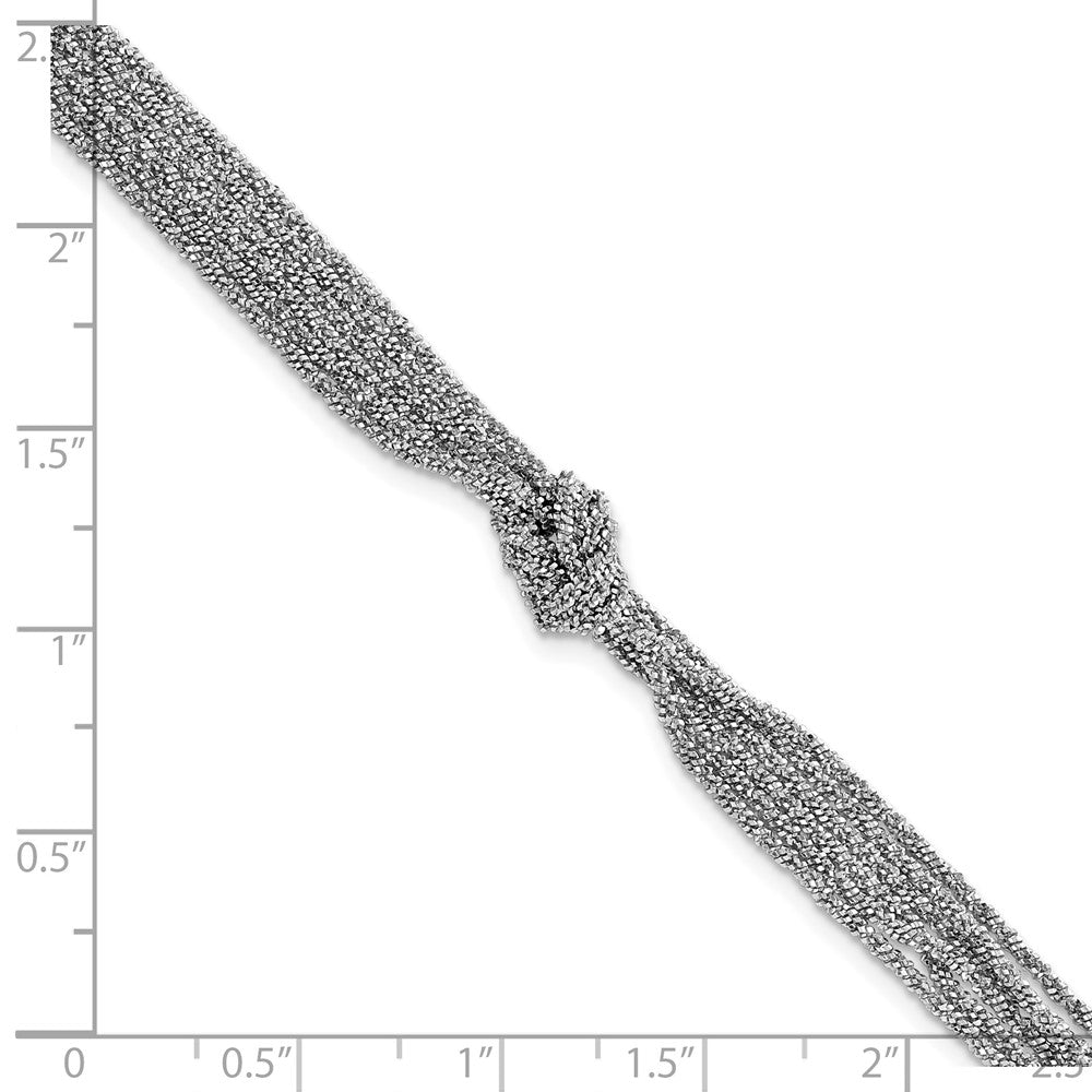 Sterling Silver RH-plt Pol/Dia-cut Multi-strand w/1in ext Bracelet