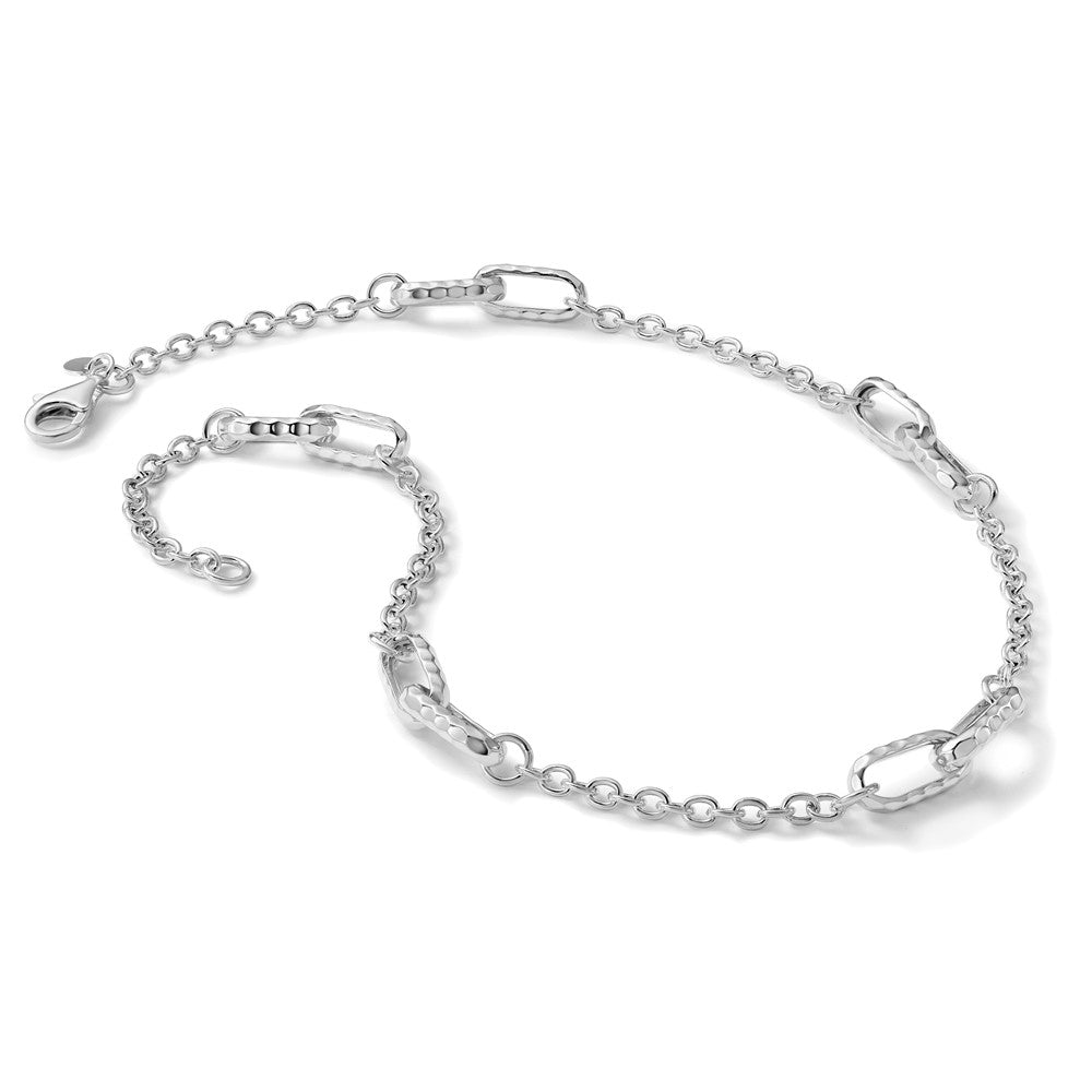 Sterling Silver RH-plated Polished and Hammered Link Necklace