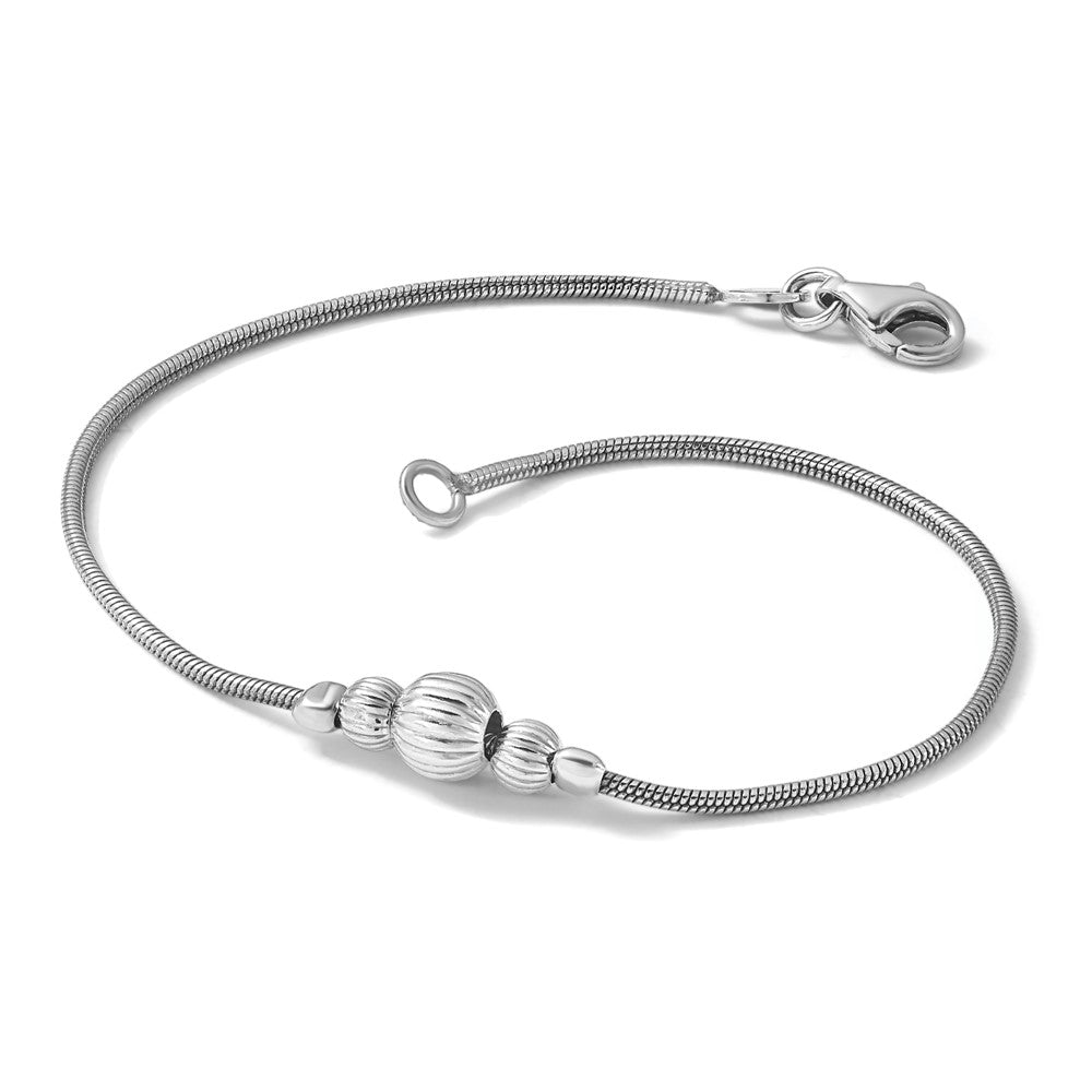 Sterling Silver Rhodium-Plated with Beads Bracelet