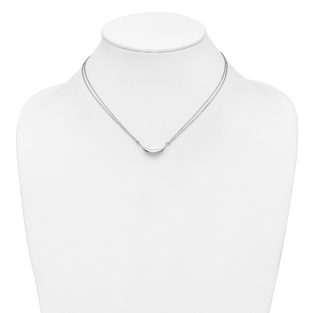Sterling Silver RH-plated Curved Bar 2-Strand w/2in ext. Necklace