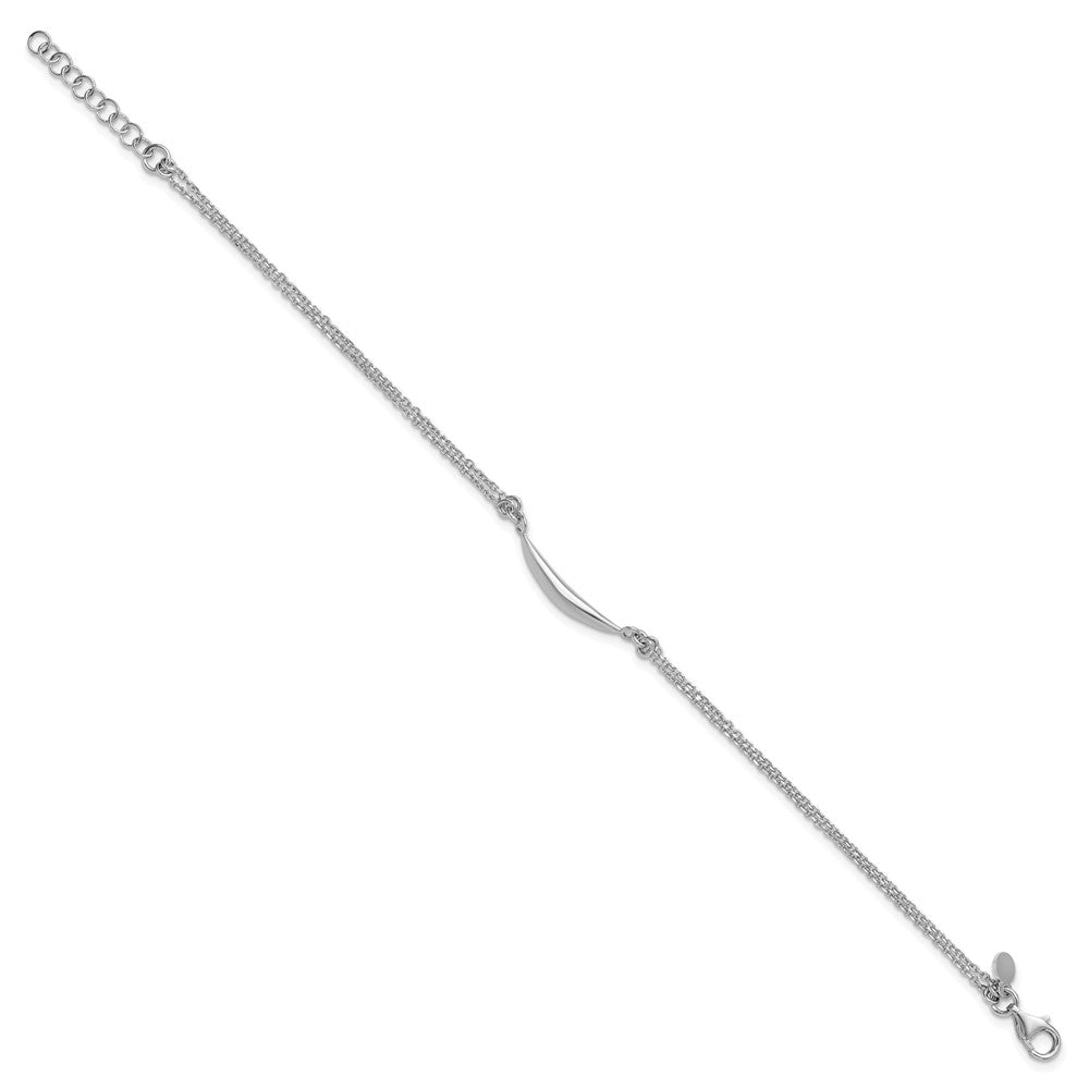 Sterling Silver RH-plated Fancy Bar 2-Strand w/.75in ext. Bracelet