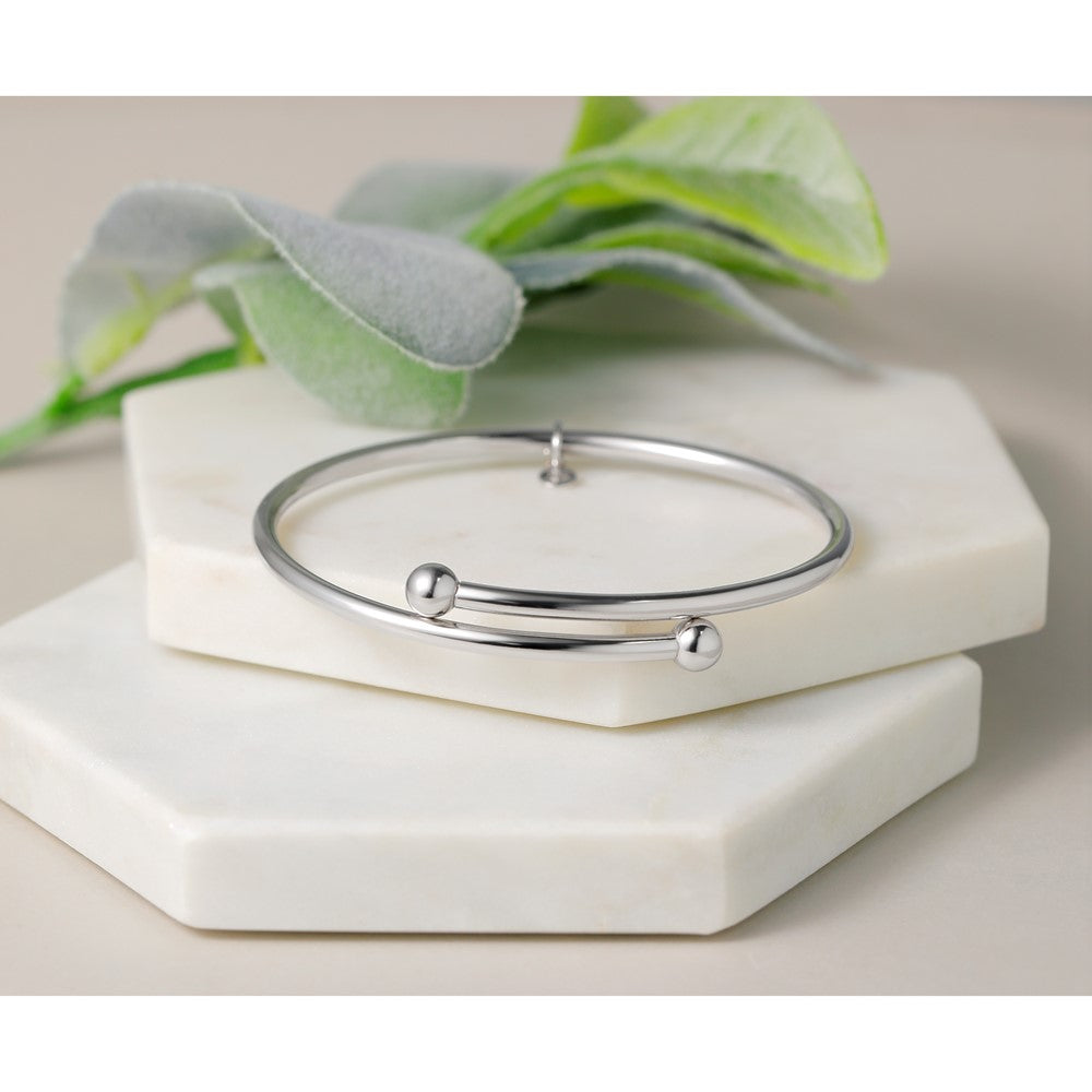 Sterling Silver RH-plated Flexible Bypass Bangle