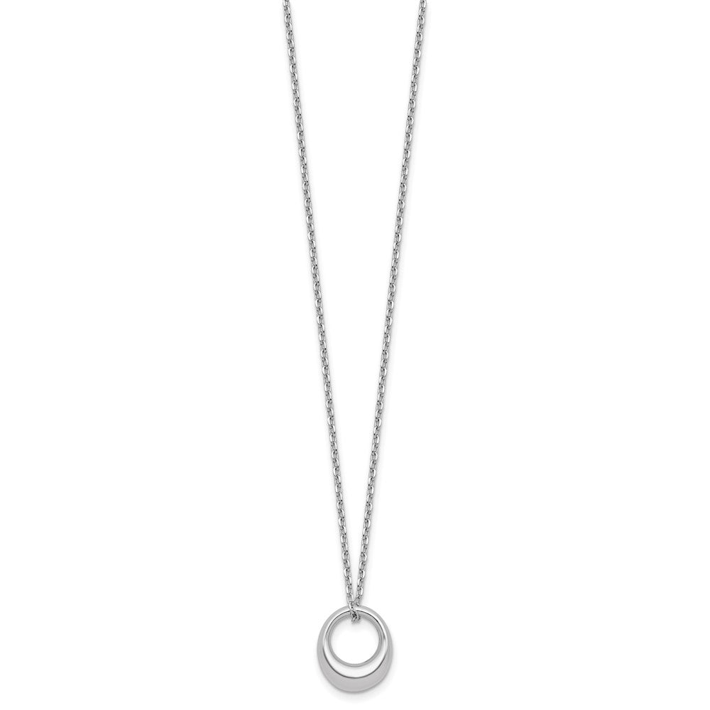 Sterling Silver RH-plated Fancy Open Circle w/2in ext. Necklace