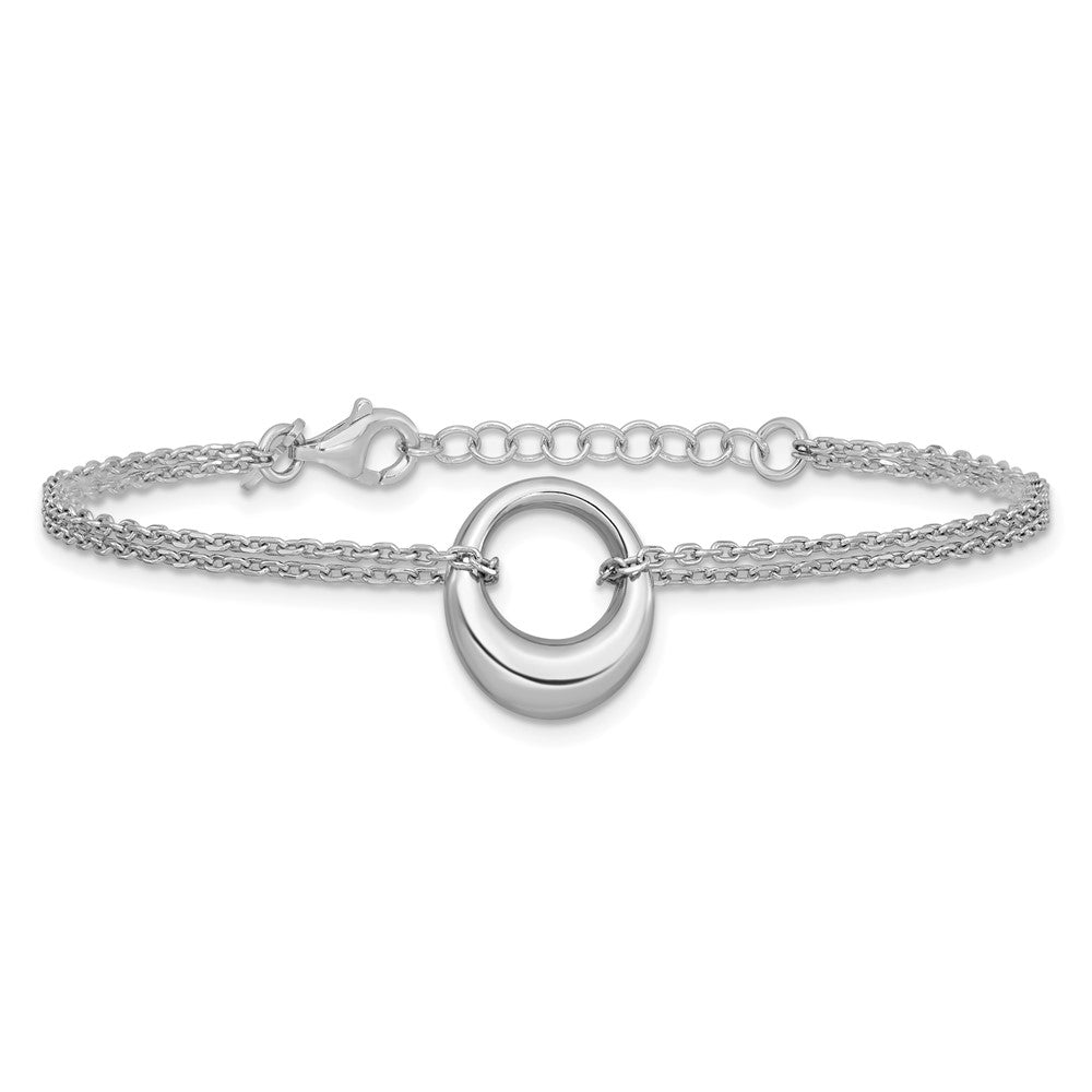Sterling Silver RH-plated Open Circle 2-Strand w/1in ext. Bracelet