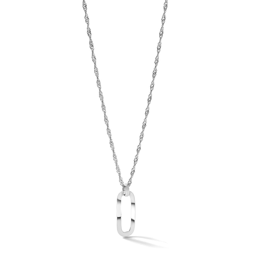 Sterling Silver RH-plated Oval Accent w/2in ext. Necklace