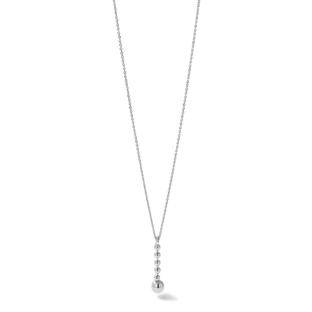 Sterling Silver RH-plated Polished Beads w/2in ext. Necklace