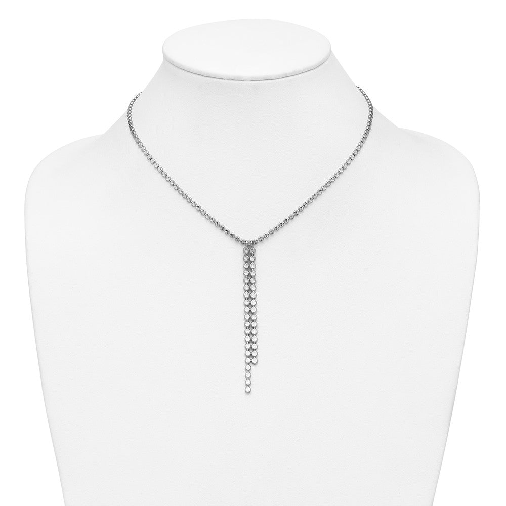 Sterling Silver RH-plated Polished DC Drop w/2 ext. Necklace
