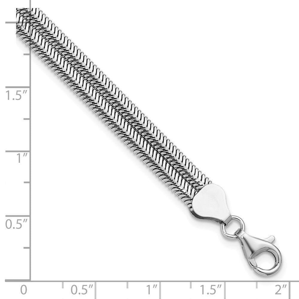 Sterling Silver RH-Plated Pol. Fancy 2-strand w/1in ext. Bracelet
