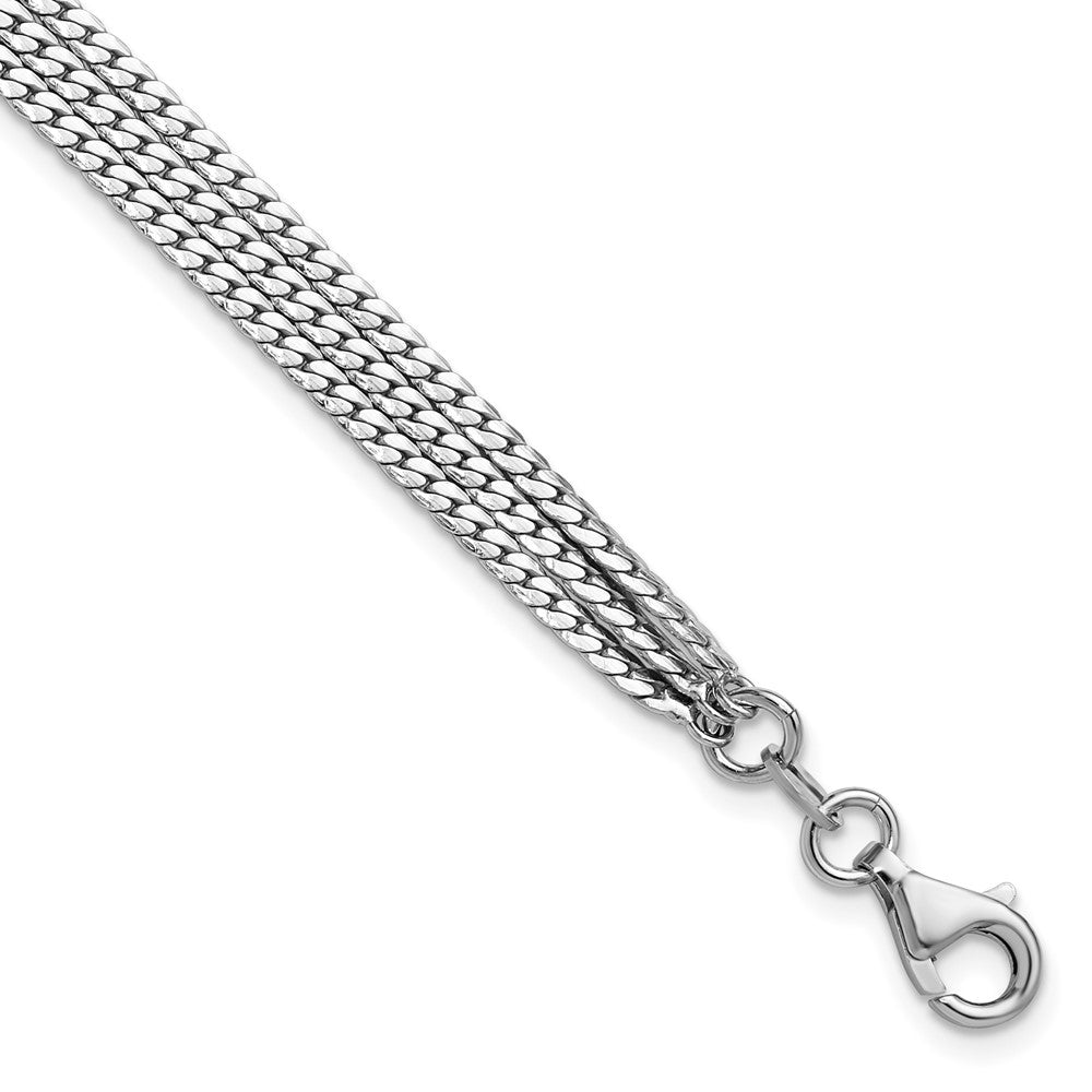 Sterling Silver RH-Plated Pol. Fancy 3-strand w/1in ext. Bracelet