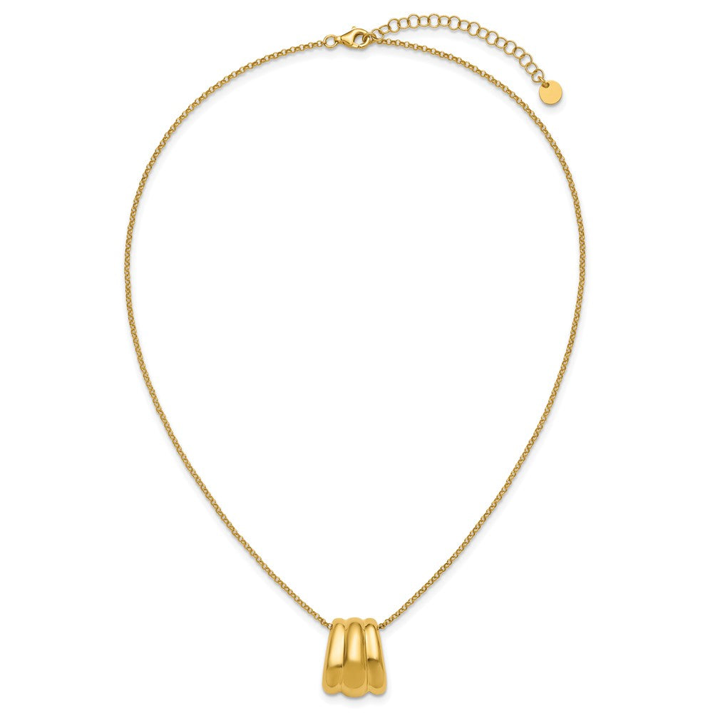 Sterling Silver Gold-tone Polished Fancy w/2in ext. Necklace