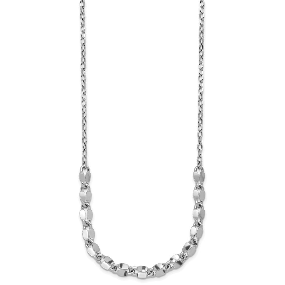 Sterling Silver RH-plated Pol. Fancy Link w/2in ext. Necklace