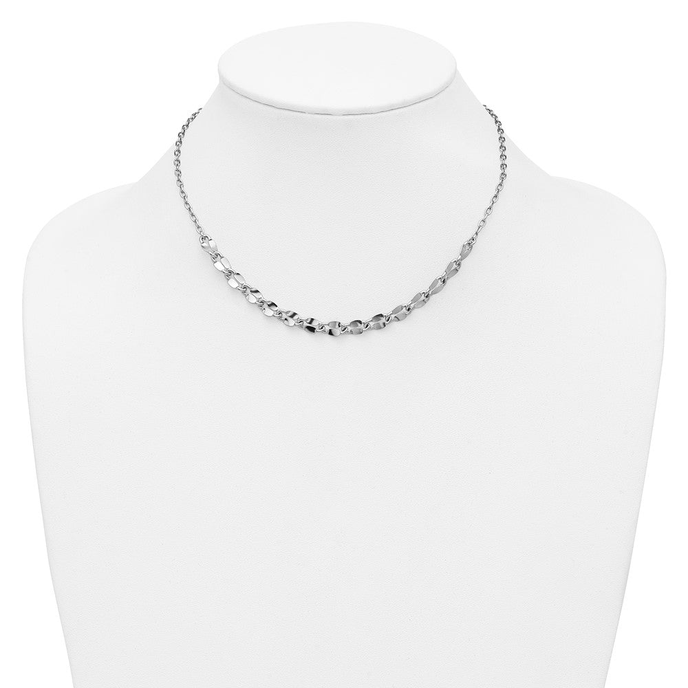 Sterling Silver RH-plated Pol. Fancy Link w/2in ext. Necklace