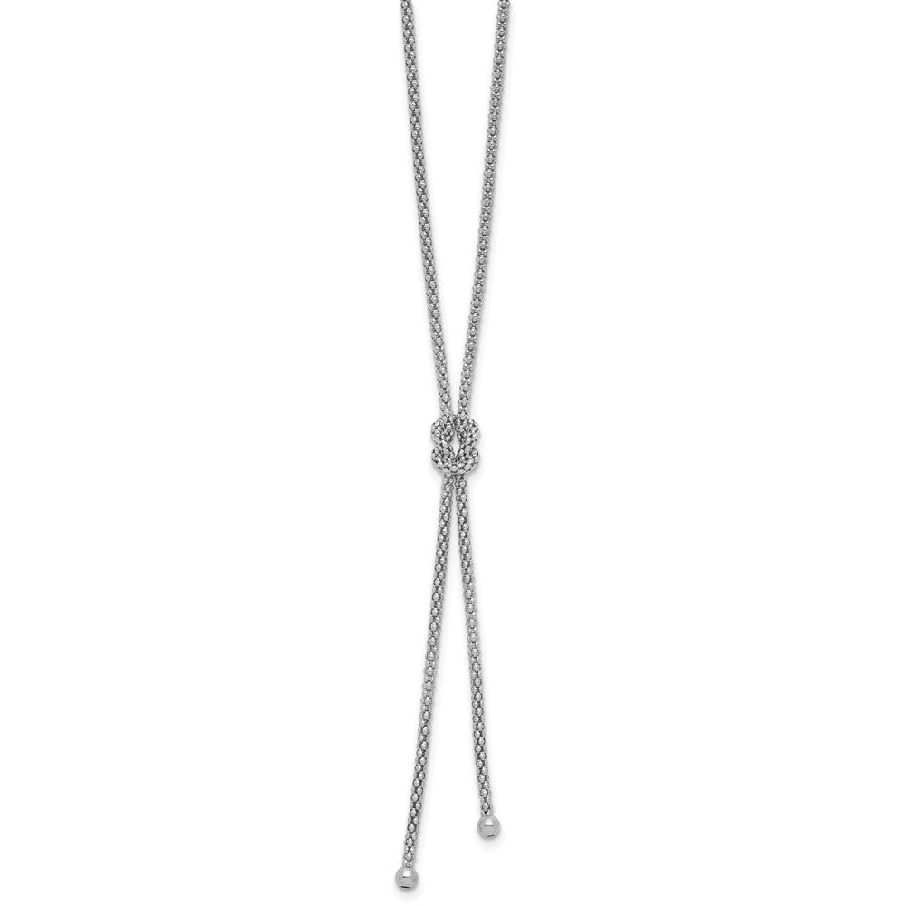 Sterling Silver RH-plated Pol. w/Knot Drop w/2in ext. Necklace