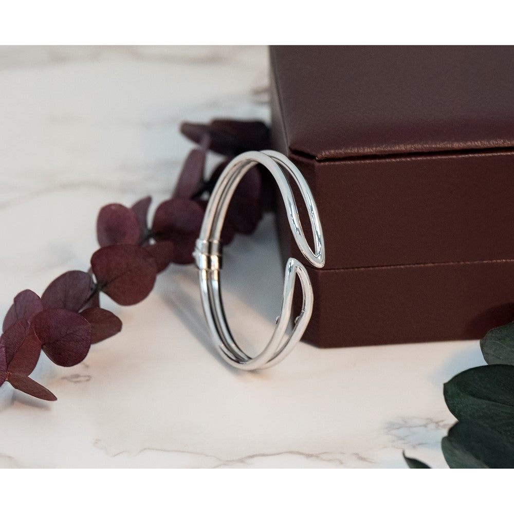 Sterling Silver RH-plated Polished Hinged Bangle