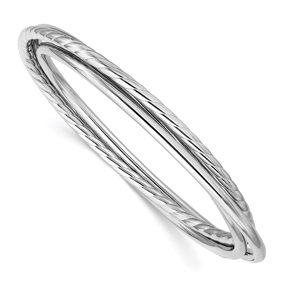 Sterling Silver RH-plated Polished and Twisted 3-Intertwined Slip-