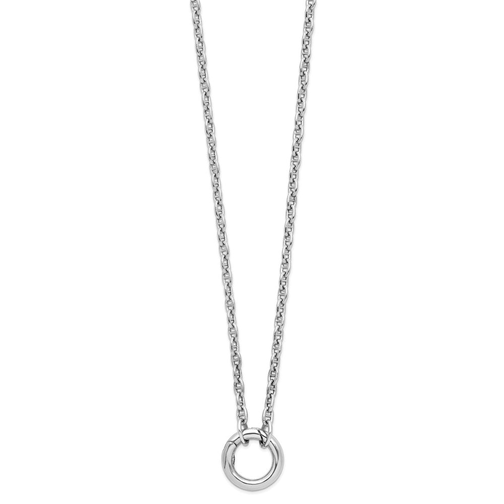 Sterling Silver RH-plated Polished Push Clasp Anchor Link Necklace