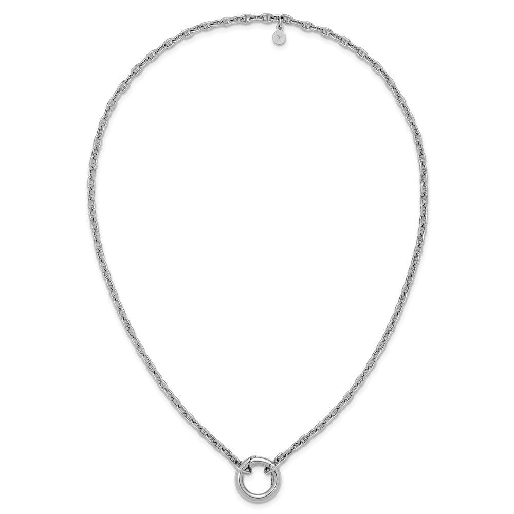 Sterling Silver RH-plated Polished Push Clasp Anchor Link Necklace