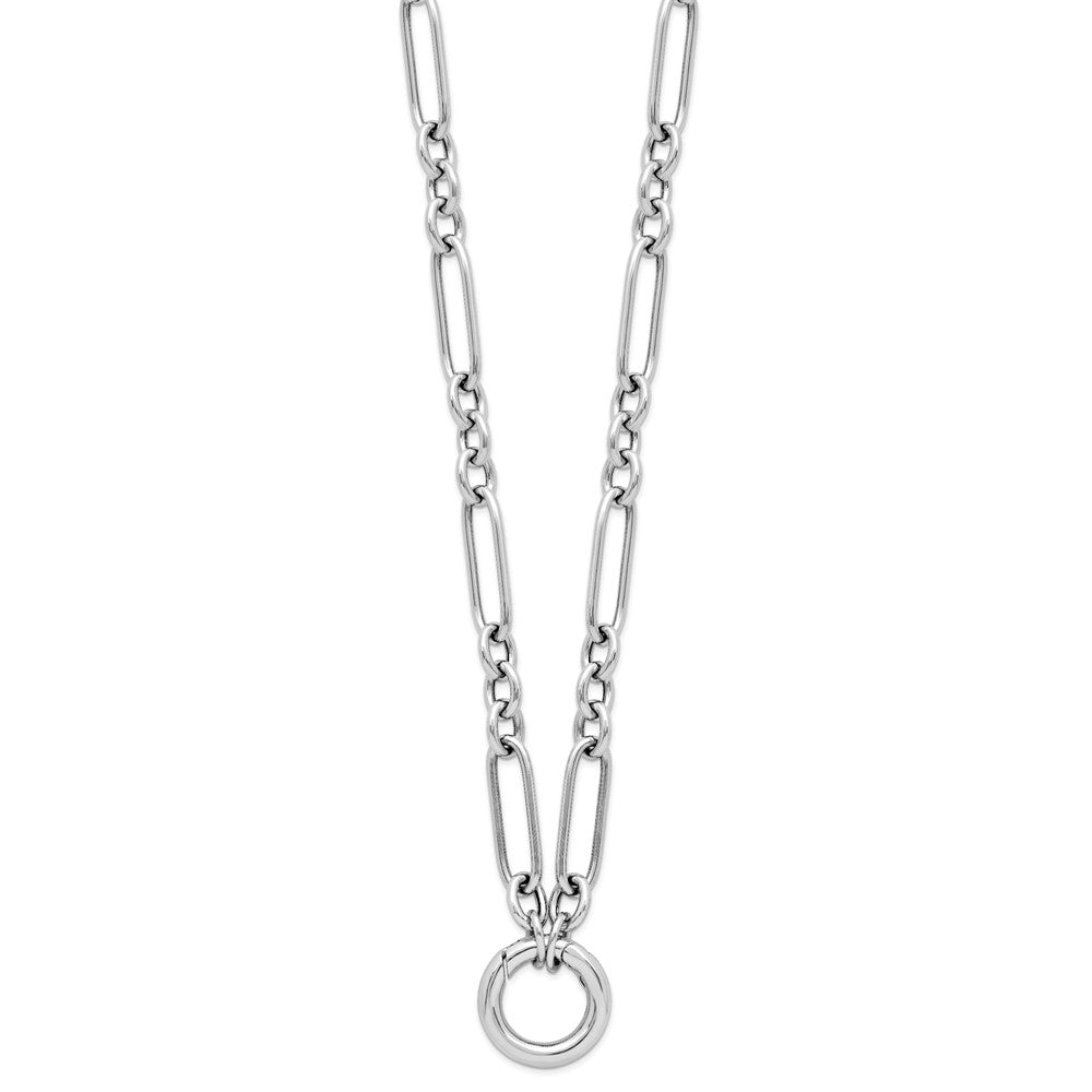 Sterling Silver RH-plated Polished Push Clasp Link  Necklace