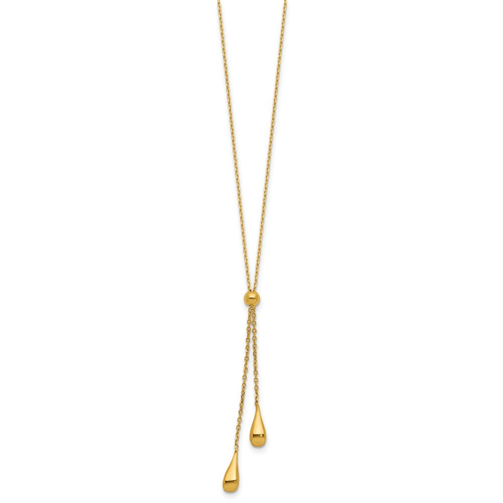 Sterling Silver Gold-tone Polished Teardrop Lariat w/ 2in ext. Nec