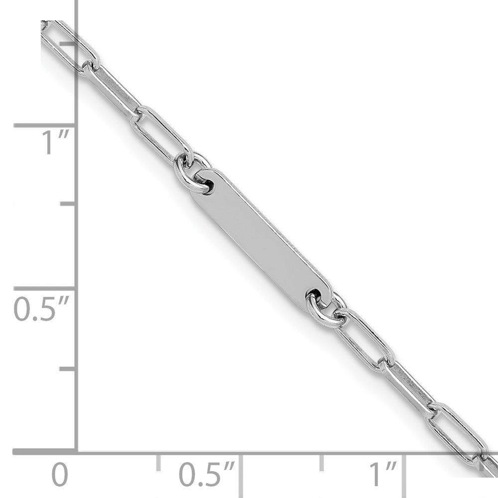 Sterling Silver RH-plated Polished Paperclip Bar w/ 1in ext. Brace
