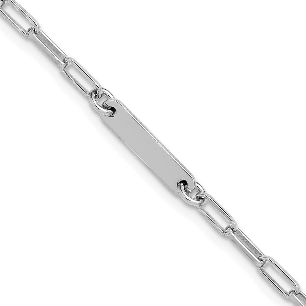 Sterling Silver RH-plated Polished Paperclip Bar w/ 1in ext. Brace