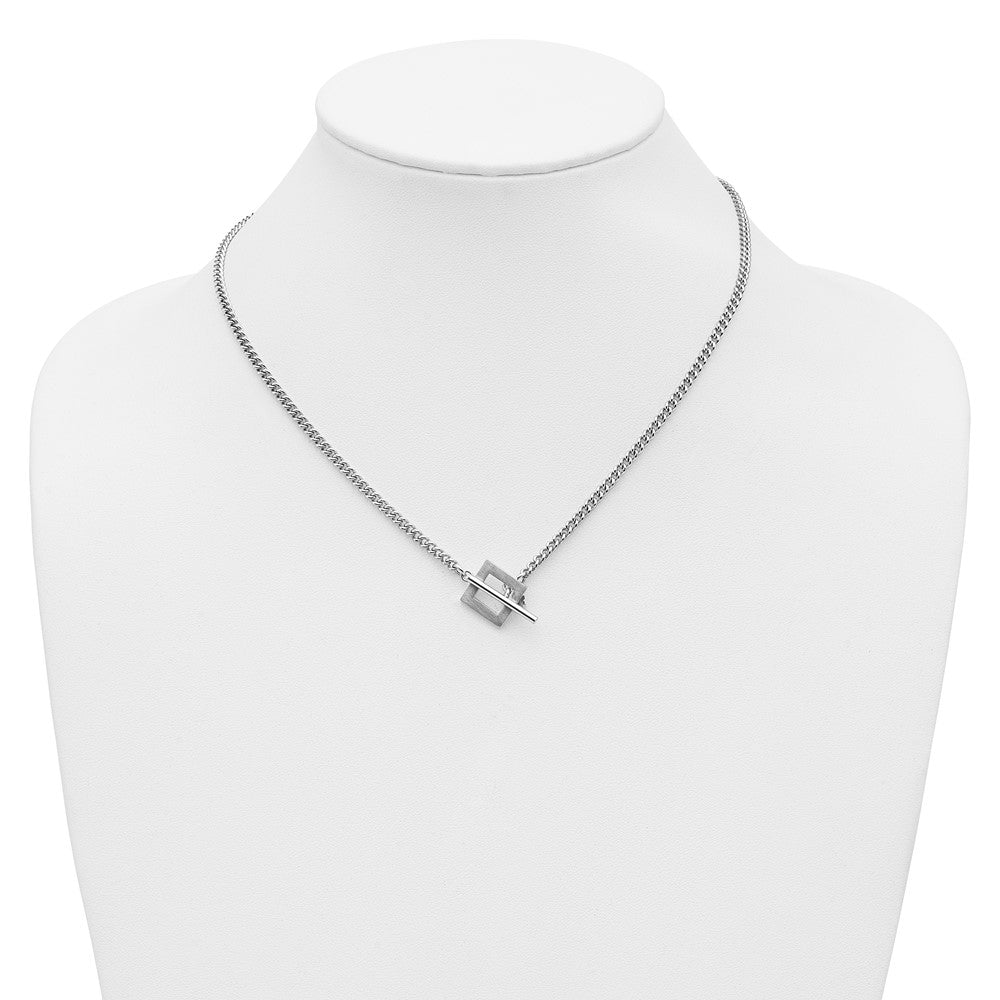 Sterling Silver RH-plated Polished Fancy Toggle Necklace