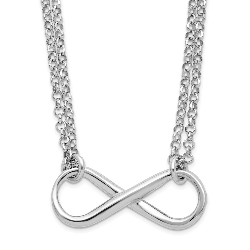 Polished;Sterling silver;Fancy lobster;Rhodium-plated;18in chain