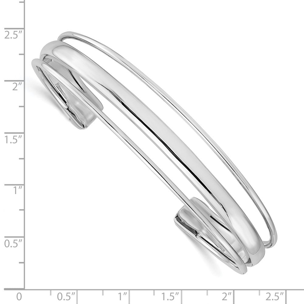 Sterling Silver RH-plated Polished Fancy Slip-on Bangle