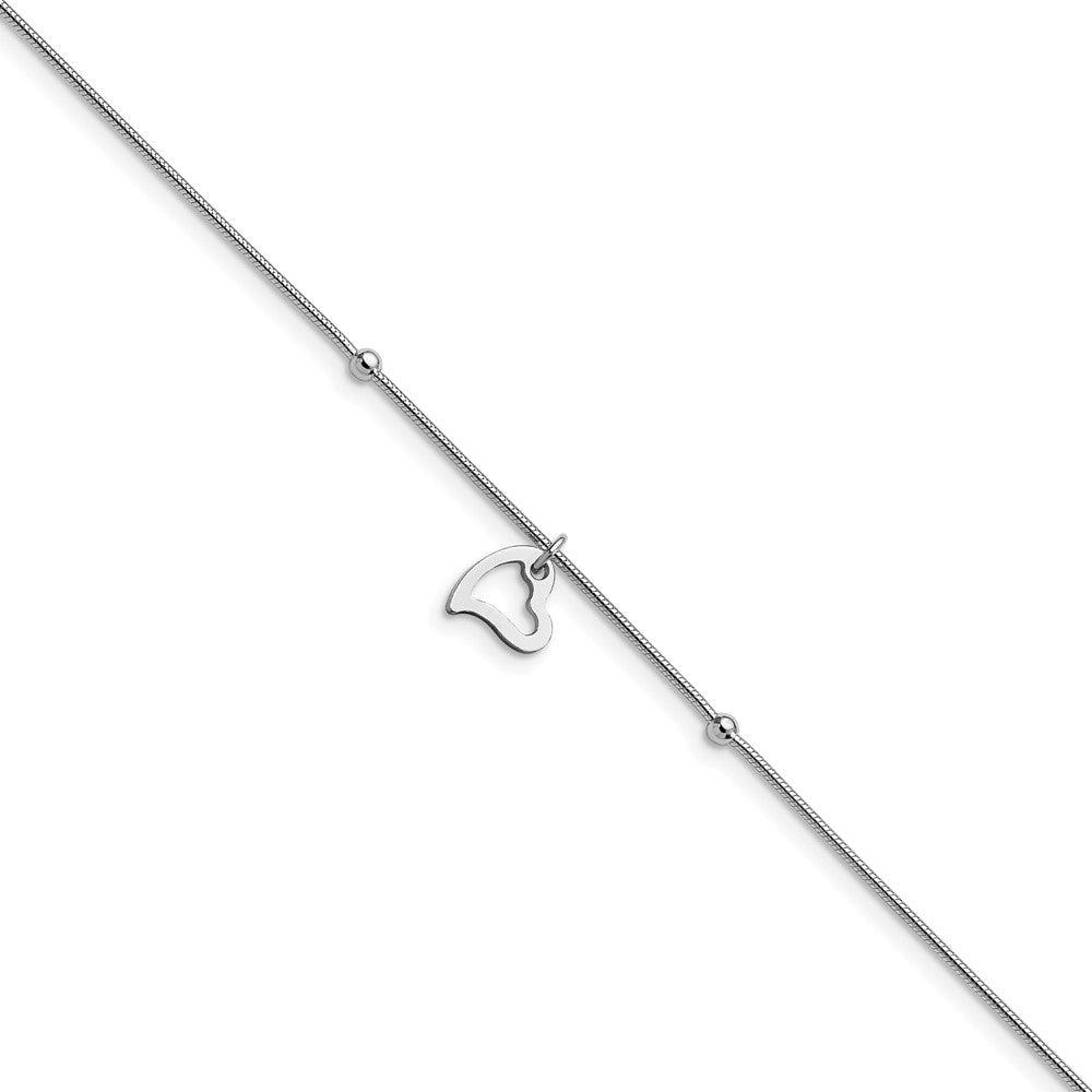 Polished;Lobster;Sterling silver;1in extender;Heart;Snake Chain