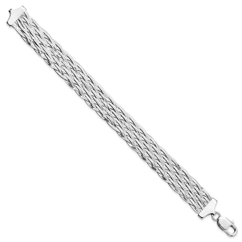 Sterling Silver RH-plated Polished Braided Bracelet