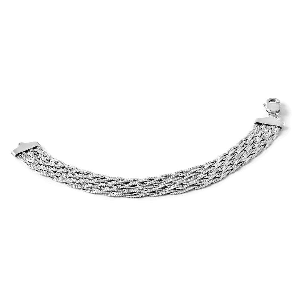 Sterling Silver RH-plated Polished Braided Bracelet