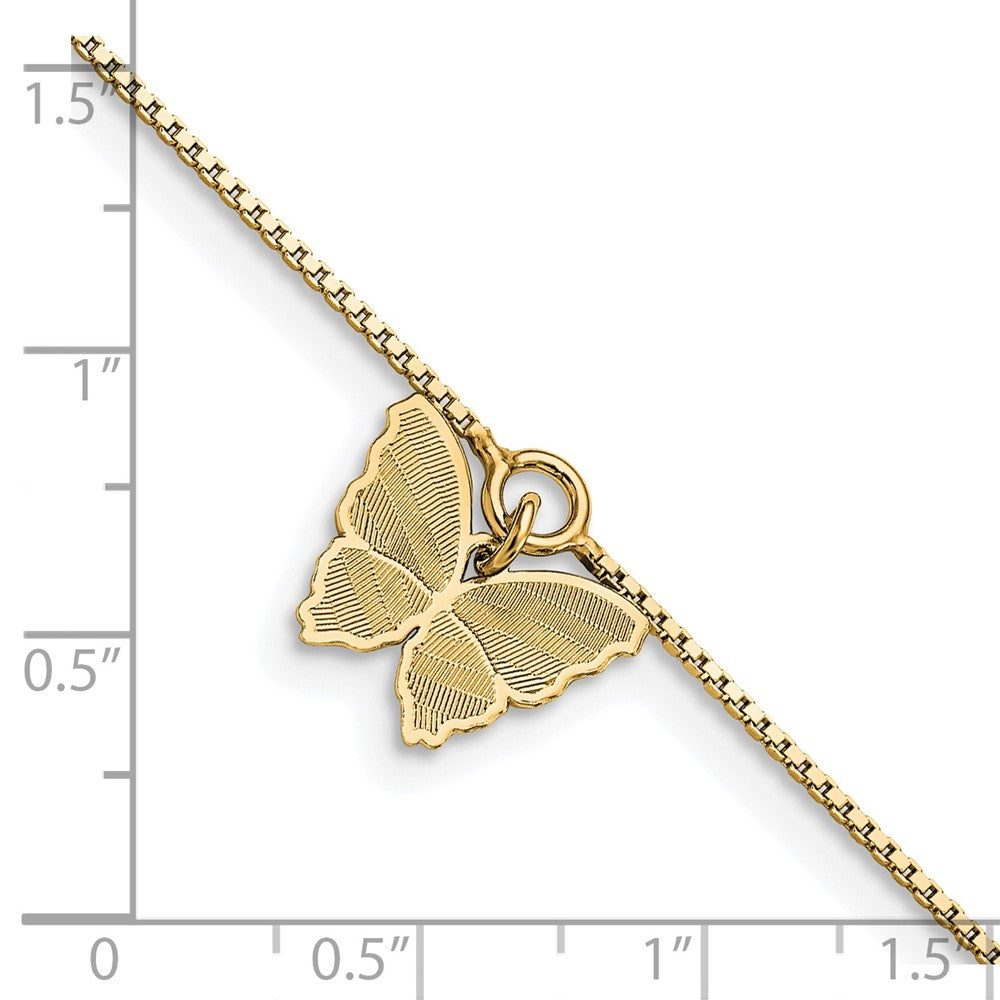 Sterling Silver Gold-plated Butterfly Charm 9 inch Plus 1 inch Extender - Total 10 inch Anklet