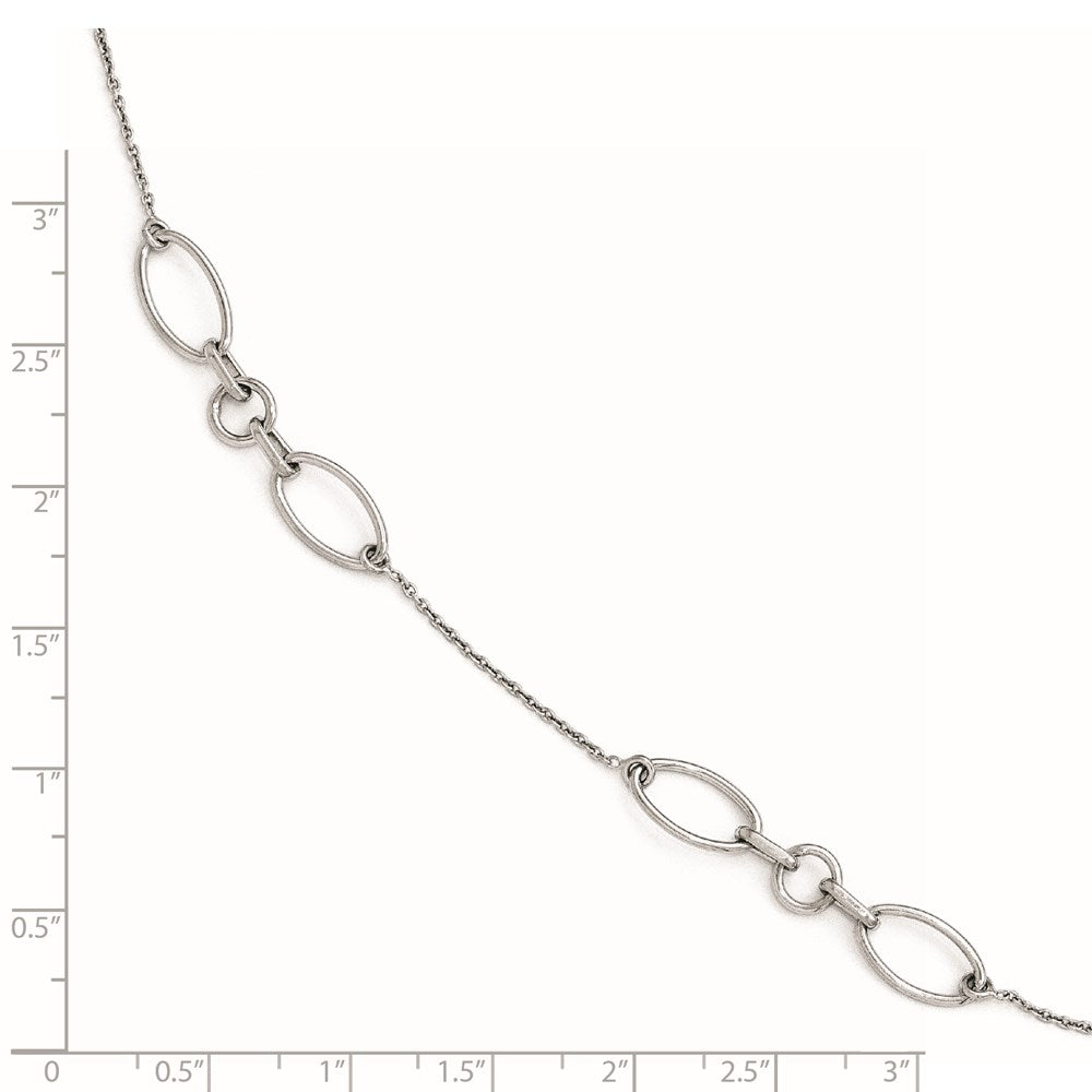 Sterling Silver Rhodium-plated Link 9 inch Plus 0.5 inch Extender - Total 9.5 inch Anklet