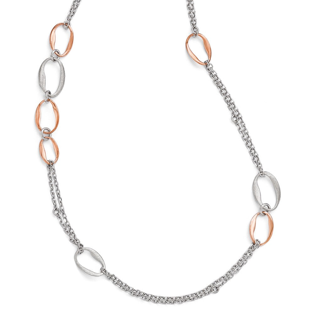 Polished;Sterling silver;Fancy lobster;Rose gold-plated;Scratch finish