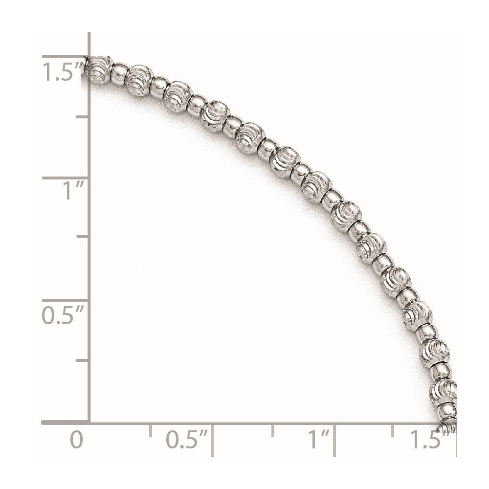 Sterling Silver Rhodium-plated Beaded 9 inch Plus 1 inch Extender - Total 10 inch Anklet