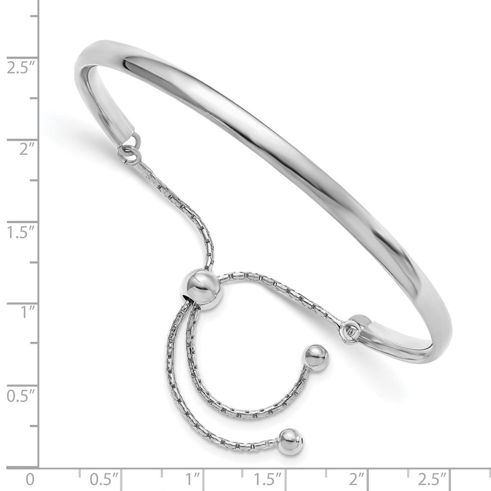 Sterling Silver RH-plated Polished Adjustable Bangle