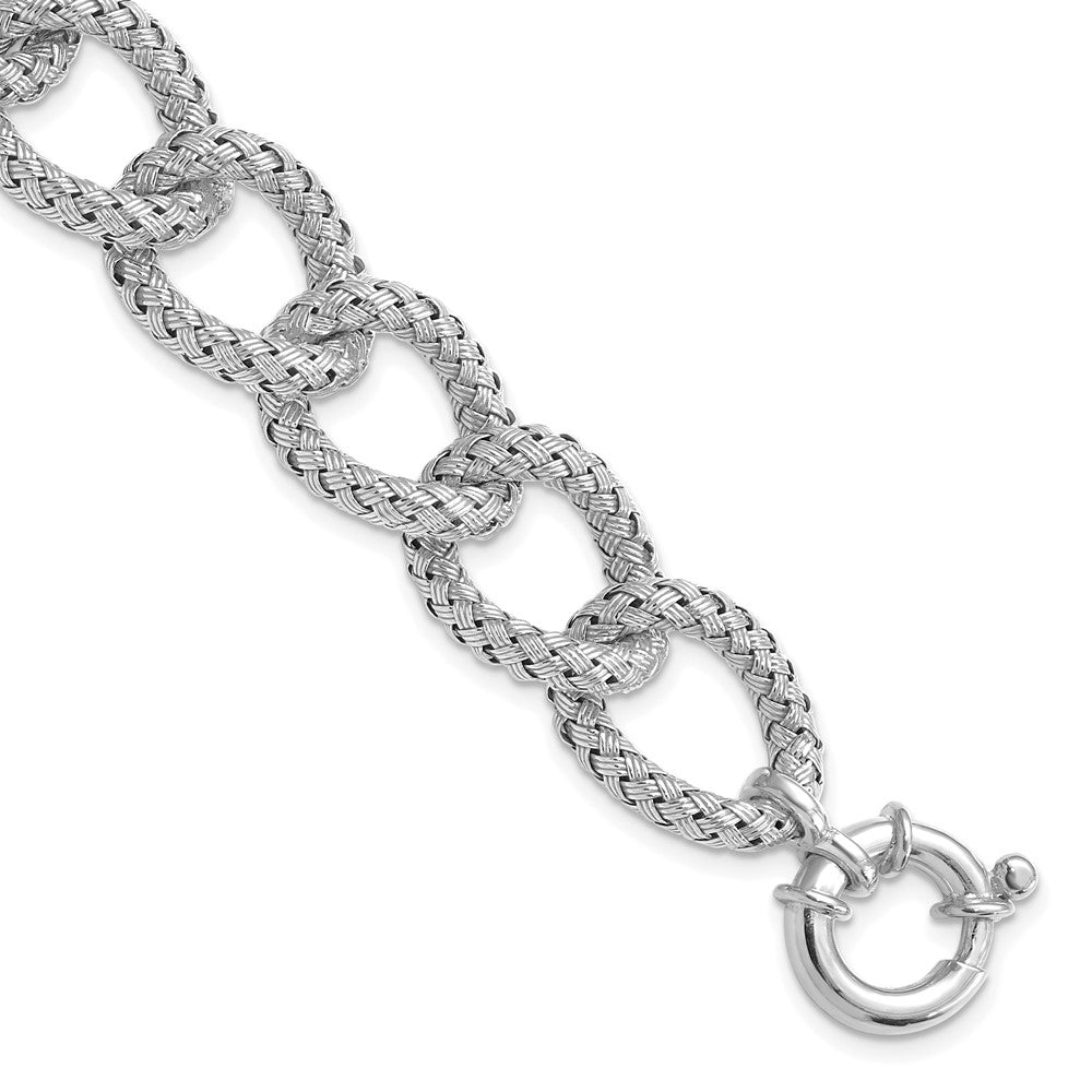 Polished;Spring Ring;Sterling silver;Textured
