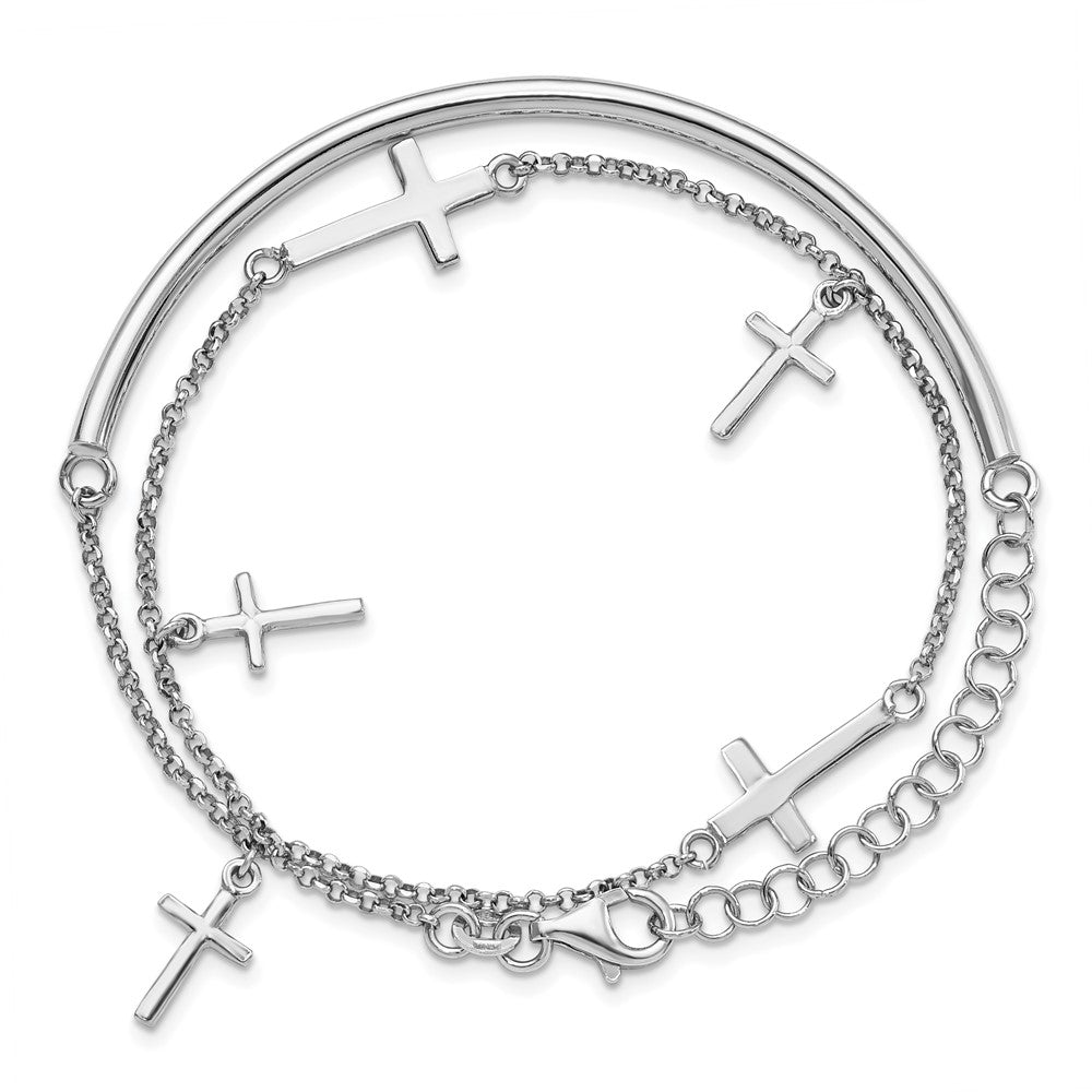 Polished;Sterling silver;Fancy lobster;2in extension;Cross